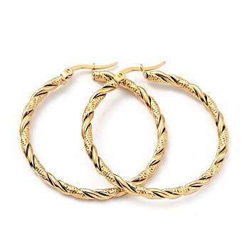 303 Stainless Steel Twist Rope Hoop Earrings with 316 Stainless Steel Pins for Women, Golden, 40x3mm, Pin: 0.7mm