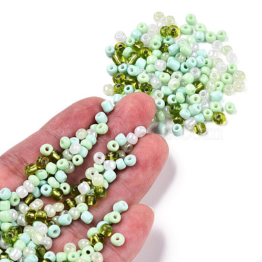 perles de rocailles en verre de couleurs intérieures opaques et transparentes(SEED-F004-4mm-04)-5
