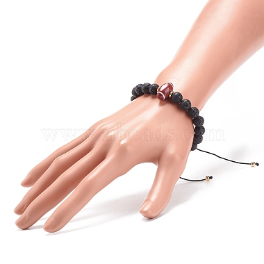 Bracelet en pierre de lave naturelle et perles tressées en acrylique(BJEW-JB08554)-5
