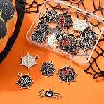 20Pcs 5 Styles Alloy Enamel Pendants, Spider Web & Spider Charm, Mixed Color, 10.5~20.5x15.5~22x1.5~2mm, Hole: 1.6~2mm, 4pcs/style(FIND-FP0002-96)