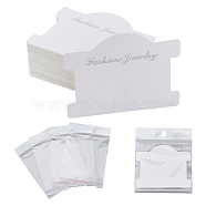 150Pcs Cardboard Display Cards, Used For Necklace, with 150Pcs Pearl Film Cellophane Bags, Creamy White, 75x96x0.5mm(DIY-DC0001-96)