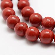 Natural Red Jasper Beads Strands, Grade AA, Round, 8mm, Hole: 1mm, about 49pcs/strand, 15.5 inch(39cm)(G-E375-8mm-02)