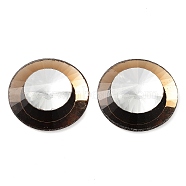 Glass Cabochons, Back Plated, Faceted, Half Round, Camel, 29.5x9mm(GLAA-D016-06B)