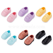 6 Pairs 6 Colors Plastic Doll Shoes, for Dolls Accessories, Mixed Color, 42x23.5x24mm, Inner Diameter: 15x12mm, 1 pair/color(AJEW-OC0004-40)