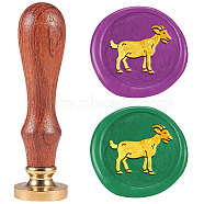 Wax Seal Stamp Set, Sealing Wax Stamp Solid Brass Heads with Wood Handles, for Envelopes Invitations, Gift Card, Goat, 83x22mm, Stamps: 25x14.5mm(AJEW-WH0208-1405)