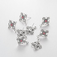 Alloy Ear Studs, Cadmium Free & Lead Free, Antique Silver Color, about 19mm long, 15mm wide, Pin: 1mm(X-EA9472Y)