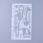 Plastic Drawing Painting Stencils Templates, for Painting on Scrapbook Fabric Tiles Floor Furniture Wood, Building, White, 17.4x9.6x0.02mm(DIY-WH0143-18O)