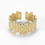 Brass Cuff Rings, Open Rings, Nickel Free, Real 16K Gold Plated, US Size 6 3/4(17.1mm)(RJEW-Q164-001-NF)