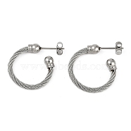 304 Stainless Steel Twist Stud Earrings for Women, Stainless Steel Color, 24.5x5mm(EJEW-M023-01P)