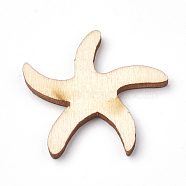 Wooden Cabochons, Laser Cut Wood Shapes, Starfish/Sea Stars, PapayaWhip, 30x30x2.5mm(X-WOOD-S040-61)