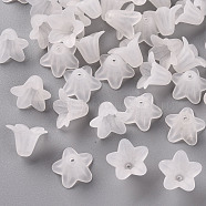 Transparent Acrylic Beads, Frosted, Flower, White, 17.5x12mm, Hole: 1.5mm, about 770pcs/500g(PLF018-01)