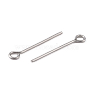 304 Stainless Steel Eye Pin, Stainless Steel Color, 22 Gauge(0.6mm), 18x0.6mm, Hole: 2mm(STAS-I318-B07-P)