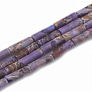 Synthetic Imperial Jasper Beads Strands, Dyed, Column, Blue Violet, 12~13x4~4.5mm, Hole: 1~1.2mm, about 30pcs/strand, 15.9 inch(X-G-S322-002B-1)