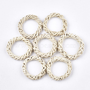 Handmade Reed Cane/Rattan Woven Linking Rings, For Making Straw Earrings and Necklaces, Ring, Antique White, 46~55x8~10mm, Inner Diameter: 31~37mm(X-WOVE-T006-003B)