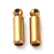 Ion Plating(IP) 202 Stainless Steel Brooch Pin Backs, Locking Pin Keeper Clasp, Column Shape, for Brooch Findings, Real 18K Gold Plated, 14x4mm, Hole: 1.2mm and 0.8mm(STAS-E192-12G)