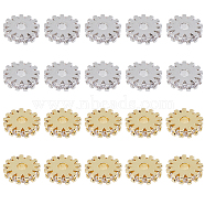 20Pcs 2 Colors Brass Micro Pave Cubic Zirconia Bead Spacers, Flat Round/Gear, Clear, Platinum & Golden, 8x2mm, Hole: 2mm, 10pcs/color(ZIRC-DC0001-17)