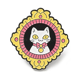 Pet Theme Enamel Pins, Black Alloy Brooches for Backpack Clothes, Cat Shape, 29x27.5mm(JEWB-Q008-02B)