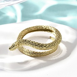 304 Stainless Steel Snake Wrap Cuff Rings for Women, Real 18K Gold Plated, Inner Diameter: 18mm(RJEW-A060-01G)