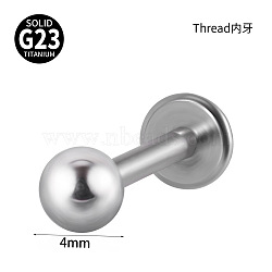 G23 Titanium 17 Gauge Threadless Labrets, Piercing Jewelry for Women Men, Stainless Steel Color, Round, 10mm, Pin: 1.2mm(WGEEA58-09)