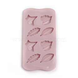 Food Grade Silicone Vein Molds, Fondant Molds, For DIY Cake Decoration, Chocolate, Candy, UV Resin & Epoxy Resin Jewelry Making, Leaf, Pink, 216x108x13.5~14.5mm, 1: 35.5x36mm, 2: 51.5x24.5mm, 3: 36.5x44.5mm, 4: 50.5x22.5mm(DIY-I021-22)