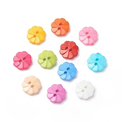 Acrylic Buttons, 2-Hole, Dyed, Flower, Mixed Color, 13x3mm, Hole: 2mm(BUTT-E007-A-M)