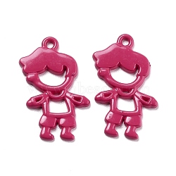 Spray Painted Alloy Pendant, Hollow out Boy, Cerise, 22x13x1.5mm, Hole: 1mm(PALLOY-Z014-01F)