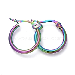 304 Stainless Steel Hoop Earrings, Hypoallergenic Earrings, Ring Shape, Rainbow Color, 12 Gauge, 17x2mm, pin: 0.7x1mm(X-EJEW-G260-02D-M)