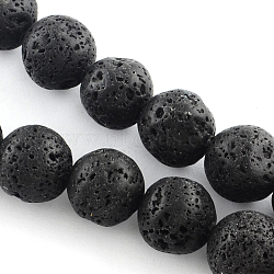 Natural Lava Rock Gemstone Round Bead Strands, Black, 4~5mm, Hole: 0.8mm, about 94pcs/strand, 15.7 inch(X-G-R285-4mm-06)