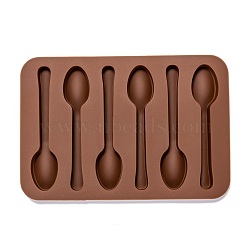 Spoon Silicone Molds, Fondant Molds, For DIY Cake Decoration, Chocolate, Candy, UV Resin & Epoxy Resin Craft Making, Coconut Brown, 143x98x9.5mm, Inner Diameter: 48.5x18mm(X-DIY-I061-01)