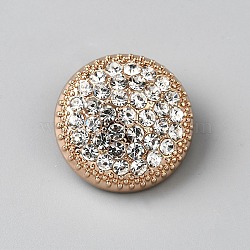 1-Hole Alloy Rhinestone Buttons, Half Round, Golden, 25x13mm, Hole: 2mm(BUTT-WH0020-69G)