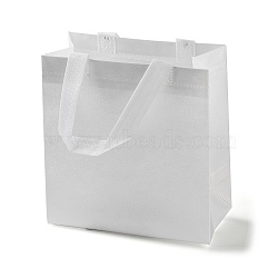 Non-Woven Reusable Folding Gift Bags with Handle, Portable Waterproof Shopping Bag for Gift Wrapping, Rectangle, White, 11x21.5x22.5cm, Fold: 28x21.5x0.1cm(ABAG-F009-A01)