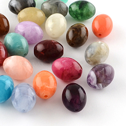 Oval Imitation Gemstone Acrylic Beads, Mixed Color, 20x15mm, Hole: 2mm, about 170pcs/500g(OACR-R049-M)
