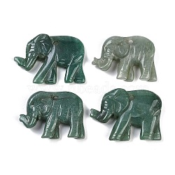 Natural Green Aventurine Carved Pendants, Elephant Charms, 27~32.5x38~45x7.5~10mm, Hole: 3.5mm(G-K383-15A)