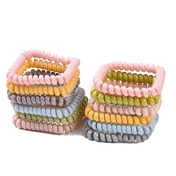 Plastic Telephone Cord Elastic Hair Ties, Ponytail Holder, Square, Mixed Color, 41~44x41~44x5~6mm(OHAR-T006-36)
