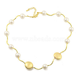 Brass Beaded Necklaces, ABS Imitation Pearl Beads Necklaces, Cadmium Free & Lead Free, Long-Lasting Plated, Round, Real 18K Gold Plated, 17.32 inch(440mm)(NJEW-P307-02G)