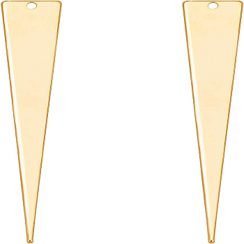 Brass Big Pendants, Long-Lasting Plated, Nickel Free, Triangle, Real 18K Gold Plated, 51x8x1mm, Hole: 1mm, 20pcs/box