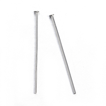 304 Stainless Steel Flat Head Pins, Stainless Steel Color, 20.3x0.6mm, 22 Gauge, Head: 1.4mm
