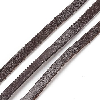 Flat Leather Jewelry Cord, Jewelry DIY Making Material, Coconut Brown, 7x2mm