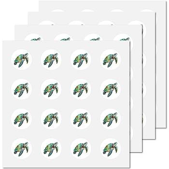 8 Sheets Plastic Waterproof Self-Adhesive Picture Stickers, Round Dot Cartoon Decals for Kid's Art Craft, Tortoise, 150x150mm, Sticker: 25mm