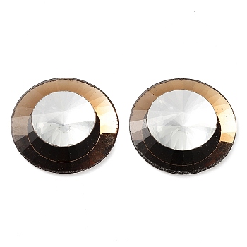 Glass Cabochons, Back Plated, Faceted, Half Round, Camel, 29.5x9mm