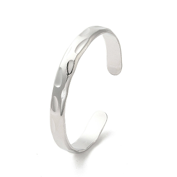 304 Stainless Steel Textured Cuff Bangles, Stainless Steel Color, Inner Diameter: 2-1/4x1-7/8 inch(5.75x4.85cm)