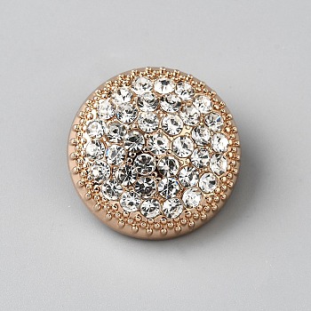1-Hole Alloy Rhinestone Buttons, Half Round, Golden, 25x13mm, Hole: 2mm