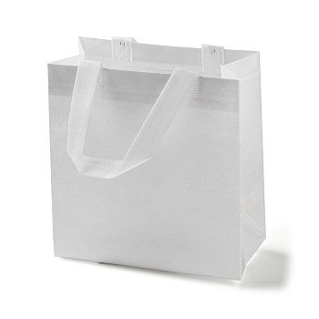 Non-Woven Reusable Folding Gift Bags with Handle, Portable Waterproof Shopping Bag for Gift Wrapping, Rectangle, White, 11x21.5x22.5cm, Fold: 28x21.5x0.1cm