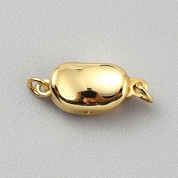 925 Sterling Silver Box Clasps, Oval, with Jump Ring, Golden, 13x6x5mm, Hole: 1.5mm