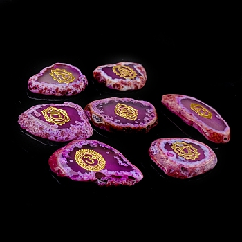 Chakra Natural Agate Nuggets Stone, Pocket Palm Stone for Reiki Balancing, Home Display Decorations, Medium Violet Red, 30~50x5mm, 7pcs/set