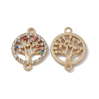 Colorful Evil Eye Alloy Enamel Connector Charms, Tree of Life Links, with Crystal Rhinestones, Golden, 23x17.3x2.5mm, Hole: 1.8mm