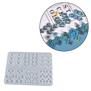 DIY Pendant Silicone Molds, Resin Casting Molds, Kite/Diamond, Heart, 189x149x5mm