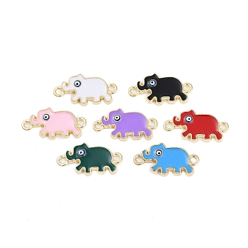 Alloy Enamel Elephant Connector Charms, Golden, Mixed Color, 12x22.5x2.5mm, Hole: 1.8mm