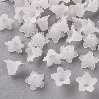 Transparent Acrylic Beads, Frosted, Flower, White, 17.5x12mm, Hole: 1.5mm, about 770pcs/500g