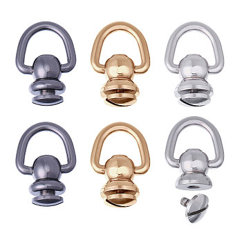 6Pcs 3 Colors Brass Ball Studs Rivets, Pull Ring Rivets, for Phone Case DIY, DIY Leather Craft, Handbag, Purse Accessories, Mixed Color, 27mm
